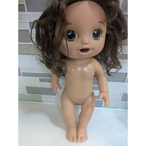 Hasbro Baby Alive Lil Sounds Brown Hair Green Eyes 12 inch Doll Clean & Cute